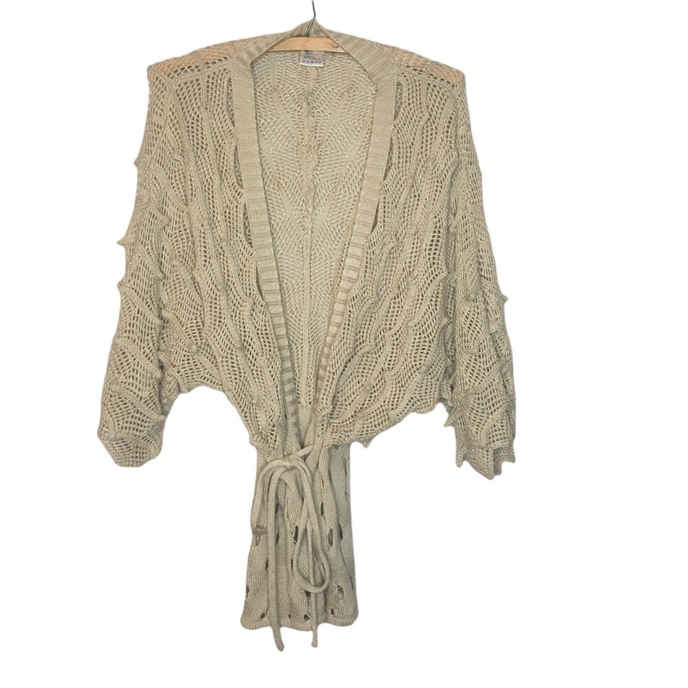 Tied Waist Womens Sweater Peasant Boho Gypsy Costume Pointelle Fairy